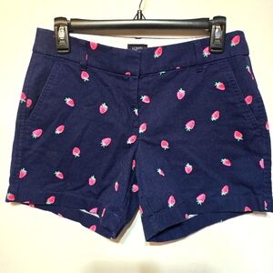 J. Crew Women's Navy Strawberry Print Shorts. Size 2